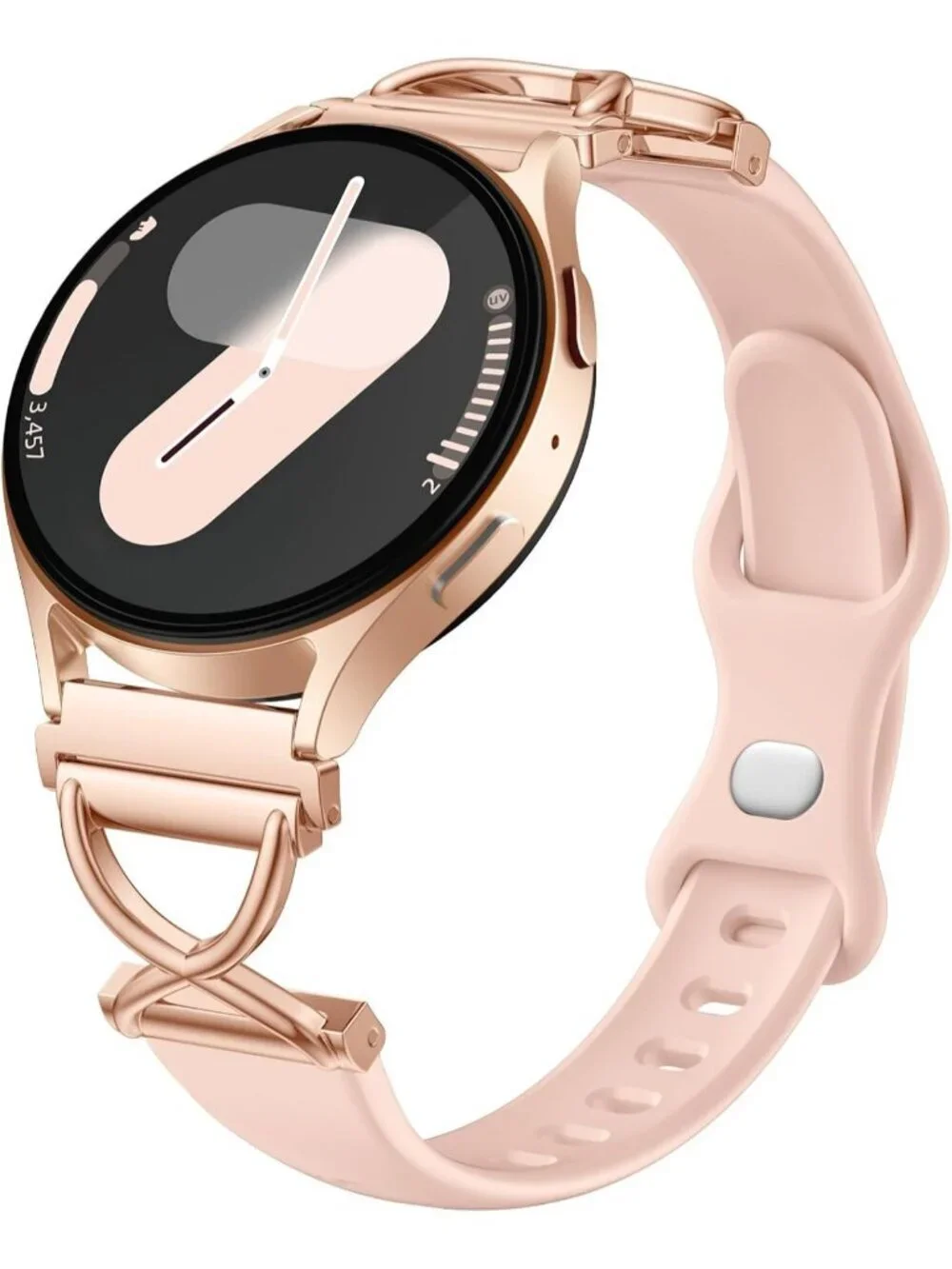 Women's Pink Skinny Charms X-Shaped Soft Slim Silicone Bands Compatible Watch